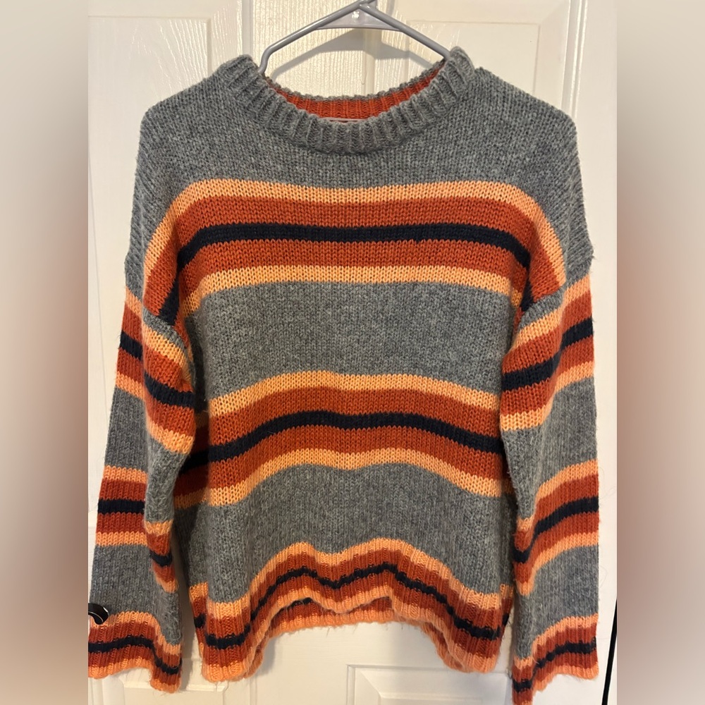Urban Outfitters Gray and Orange Striped Sweater